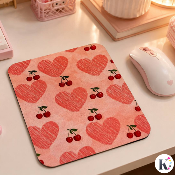 Mouse Pad Sweet Cherry Hearts